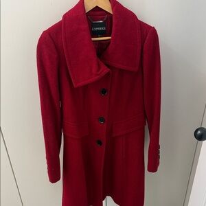 Express Women's Vibrant Red Trench Coat size M